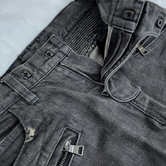 Balmain Distressed Biker Gray Denim Jeans size 30 - Picture 3 of 7